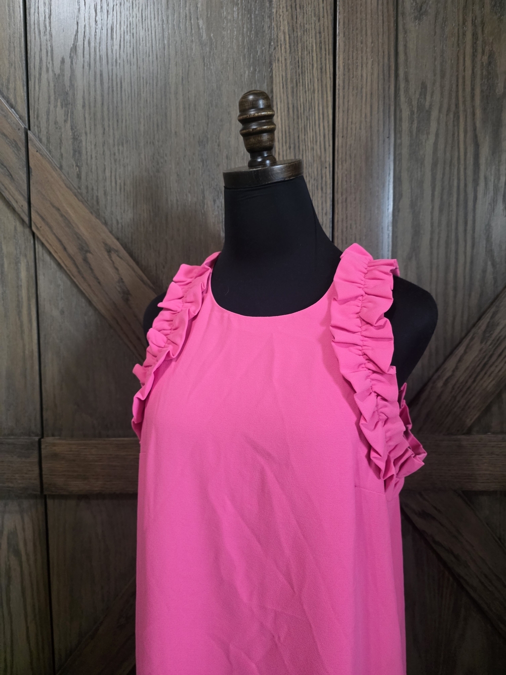Lilly Pulitzer Hot Pink Ruffle-Shoulder Shift Dress - Picture 2 of 4